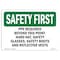 Signmission OSHA, PPE Required Beyond This Point-Hard Hat, 14in X 10in Rigid Plastic, 14" W, 10" H, Landscape OS-SF-P-1014-L-10696 - alternate 1